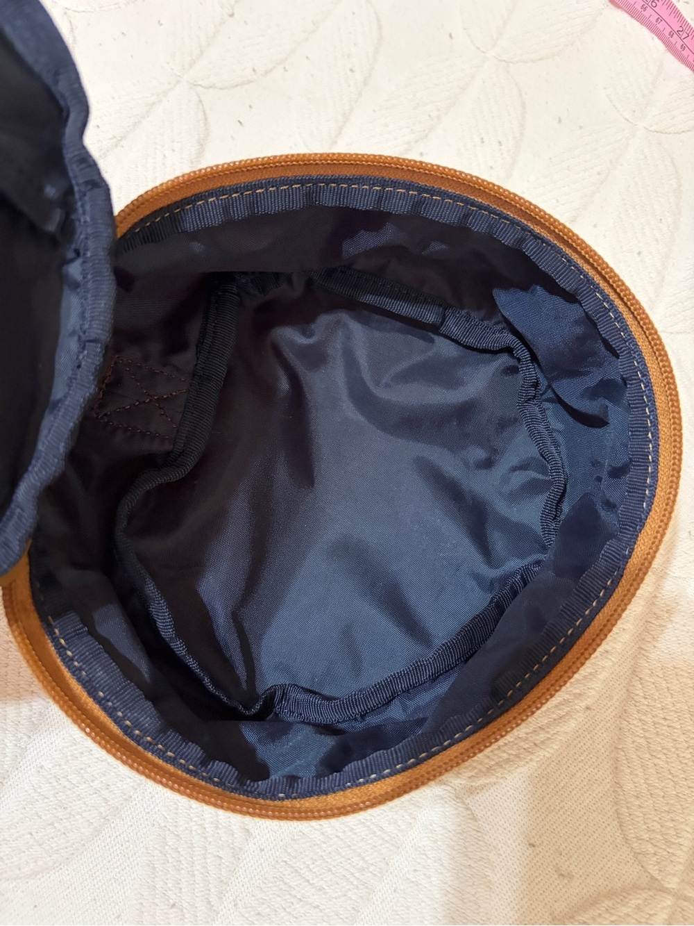 United By Blue Men's Round Utility Pouch in Mustard w  blue trim. - Picture 7 of 11